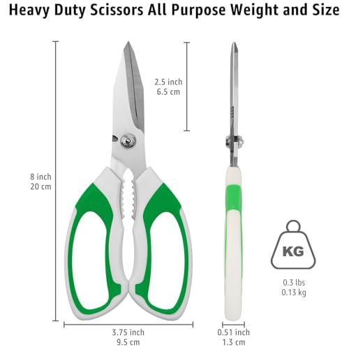 BoFuYuan Utility Scissors All Purpose heavy duty 8-Inch Green - color: Green