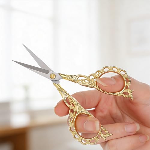 Mabor Stainless Steel Small Embroidery Scissors, Gold Needlepoint Scissors