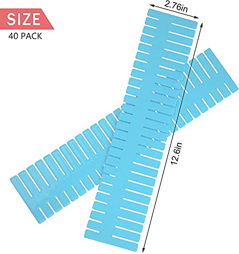 40Pcs Drawer Dividers, Adjustable Drawer Organizer for Socks, Underwear, Makeup, Can Help Tidy Kitchen, Bedroom, Dresser Blue - color: Blue, size: 40Pcs