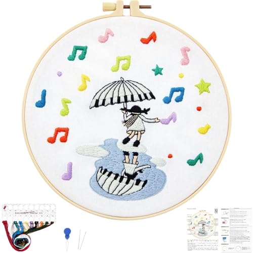 Hand DIY Embroidery Kits for Beginners Adults, Cute Crewel Embroidery Art Kits, Stamped Cross Stitch Kits for Beginners Adults Craft Kits for Women, Entire Set of Embroidery Supplies & Video Tutorial - color: H1072, size: 8Inch