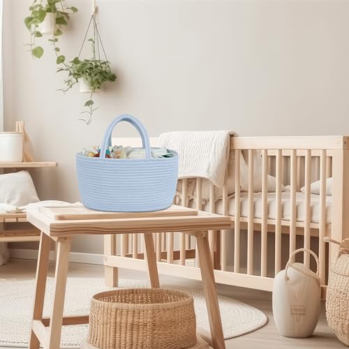 XUANGUO Cotton Rope Baby Diaper Caddy Organizer Basket Sky Blue - color: sky blue, size: Regular