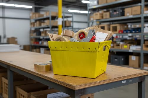 18x13x12" (3 Pack) Space Age Handled Storage Mail Tote, Yellow - color: Yellow