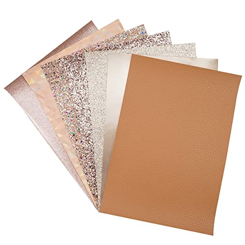 Litchi 7 Pack 8x12 Inch Faux Leather Sheets for Bow Earring, Easy to Cut Vinyl Fabric for Cricut, Durable Fade Resistant Leatherette Without Smell, Gold Series - color: Gold 7 Pack