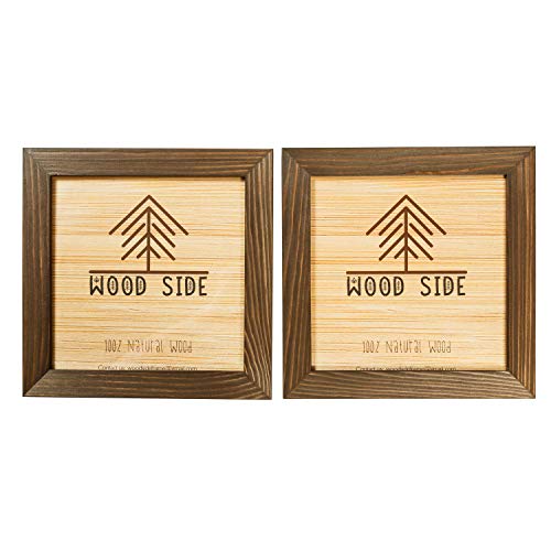 Rustic Wooden Square Picture Frames 8x8 - Set of 2-100% Natural Solid Eco Wood with Real Glass for Wall Mounting and Tabletop Photo Frame - Brown Wenge - color: Brown Wenge