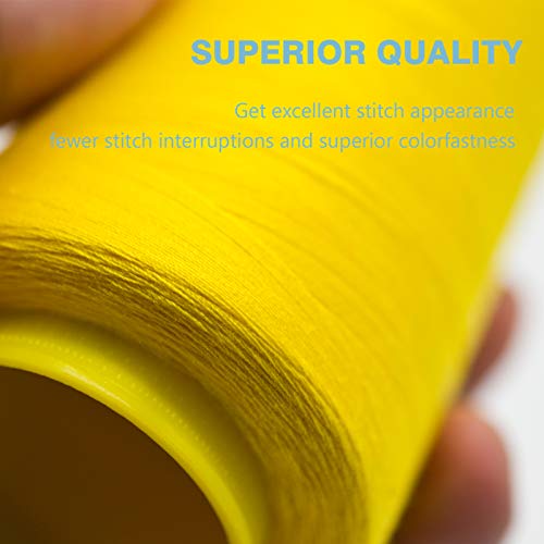 Yellow Serger Thread, All-Purpose Thread for Sewing, Polyester, 4 Cones of 3000 Yards Each Spool for Sewing Machine - color: 4 yellow