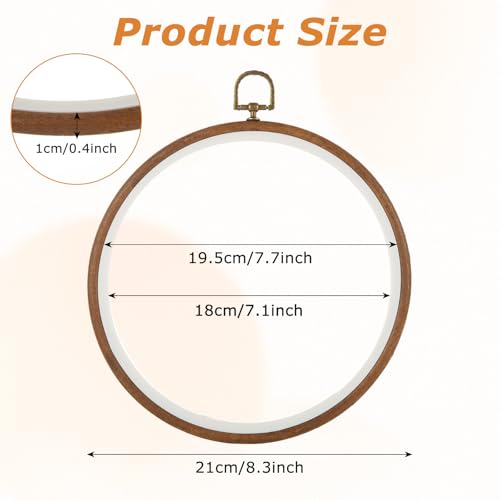 LOYORTY 10PCS Round Embroidery Hoops 8 Inch Imitated Wood Embroidery Frame Plastic Display Frame Ring Cross Stitch Hoops - size: 8 Inch