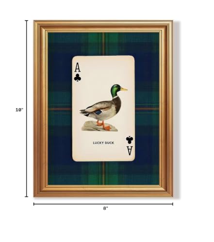 Wojuin Lucky Duck Ace of Clubs Illustration Framed Canvas Wall Art 8x10 in - color: Lucky Duck, size: 10"L x 8"W