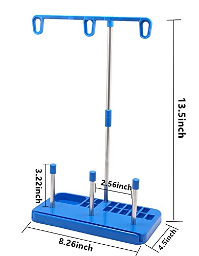 Thread Spool Holder Stand- 3 Spools Holder for Domestic (Home-Base) Embroidery and Sewing Machines - Four Colors for Choices (Blue) - color: Blue