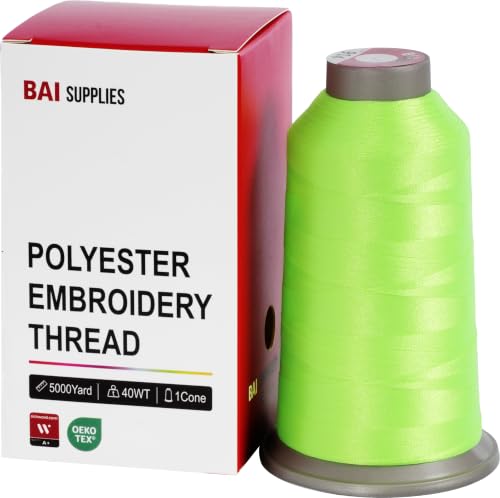 BAI Polyester Embroidery Machine Thread 5000 Yards Neon Lime Green+914 - color: Neon Lime Green+914