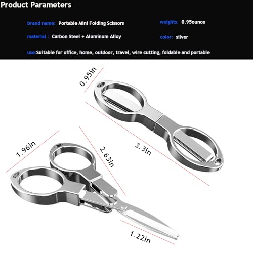 YVAOG Folding Scissors, Safe Portable Safe Portable Travel Mini Scissors, Stainless Steel Retractable Small Scissors for Home Office, 2 Piece Set - color: Silver