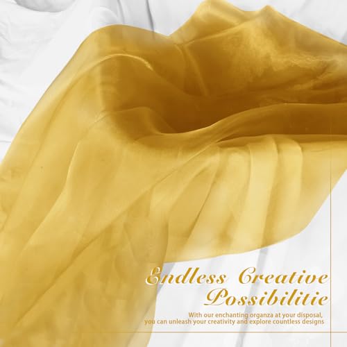 Manyshofu Gold Organza Fabric by The Yard, 60 Wide (1 Yard) - color: Gold, size: 1 Yard
