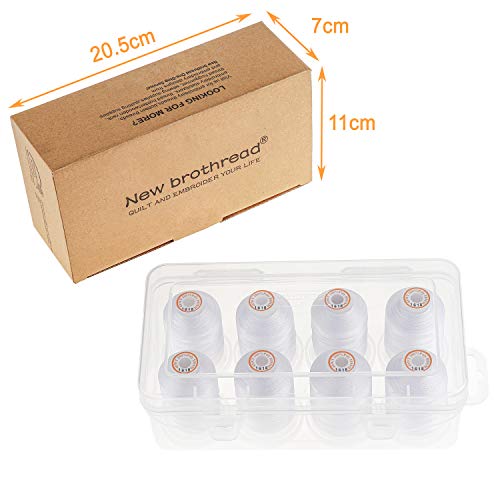 New brothread 8 Spools Polyester Embroidery Machine Thread -8xSnow White - color: Snow White