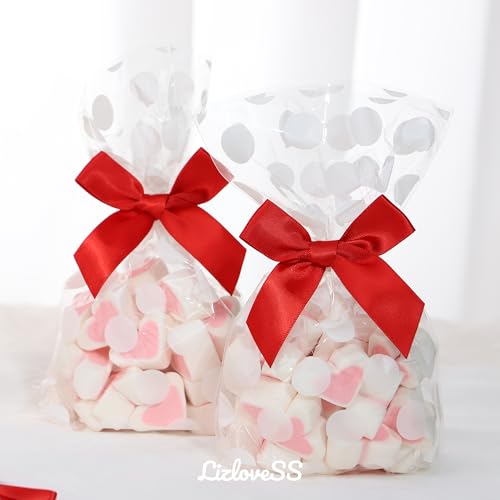 Self Adhesive Red Satin Ribbon Bows for Crafts 3" (50 Pack) - color: Red