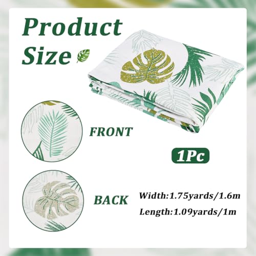 1.75 Yards White Floral Leaf Patterned Fabrics Rectangle Monstera Printed Light Colored Leaves Quilting Square Polycotton Fabric for Sewing Making Tablecloth Upholstery DIY Craft Supply - size: 1600MM, style: Green Leaf