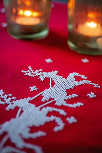 Vervaco Embroidery Christmas Embroidery Kits Cross Stitch Table Runner DIY Set, Tablecloth to Embroider with Image on Cotton and Embroidery Thread, 12 x 42 Inches, Sleigh - color: multicolor, size: 12 x 42 inches