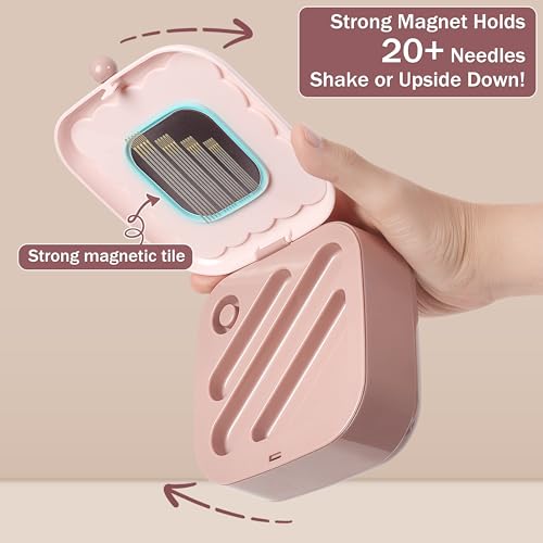 LOTOFUN Small Sewing Kit Box: Cute Portable 2-Layer Organizer Magnetic Needle and Thread Kits Holder Basic Case - Home Clothes Repair for Beginners (Pink) - color: Pink