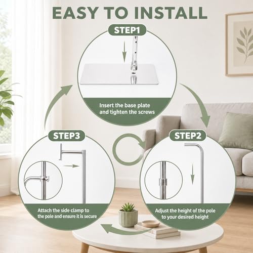 Rotating Adjustable Embroidery Floor Rack with Side Clamp, Metal Needlepoint Support Compatible with Lowery, Fits Q-Snap Frames & 20 Inch Scroll Rods