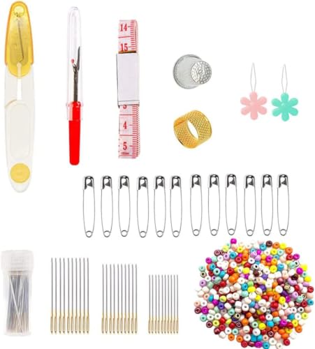 660Pcs Friendship Bracelet String Kit with Storage Box, Embroidery Floss Kit Include 110 Colors Embroidery Thread, 500 Beads, 50 Cross Stitch Tools for Hand Embroidery Knitting Sewing Floss Bobbins