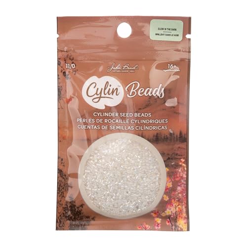 John Bead 25g Cylin Beads White to Sky Glow in Dark AB 11/0 Glass Cylindrical Seed Beads for Jewelry Bracelets Necklaces Earrings Making Embroidery - color: White to Sky Glow in Dark AB