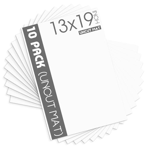 Mat Board Center 10 Pack Uncut Mat Boards, 13x19 White Matboards - size: 13x19