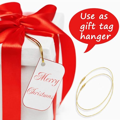 Christmas Tree Ornament String Hanger Precut Ribbon Hook with Snap Fastener - color: Gold, size: 400pcs