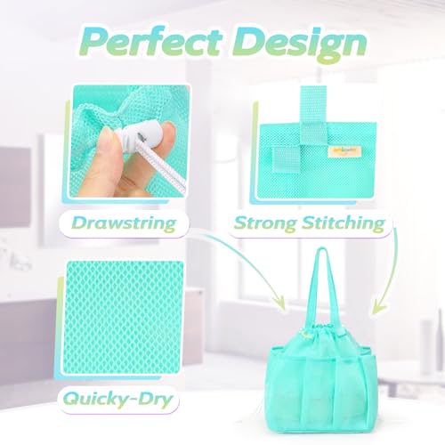 famichan Mesh Shower Caddy Portable, Dorm Room Essentials for College Students Girls and Guys, Blue Large Capacity Shower Bag for Bathroom,Camping,Gym - color: BLUE