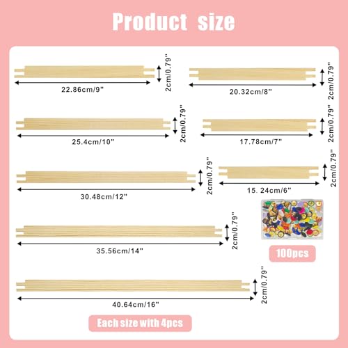 16 Sets Stretcher Bars for Needlework, 32 Pcs 8 Sizes - color: natural-16set
