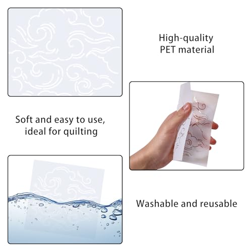 FREEBLOSS 8pcs Sashiko Stencils Plastic Sashiko Template Square Surf Embroidery Patterns Drawing Line Templates for Sewing Hand Quilting 5.5"/8.7"