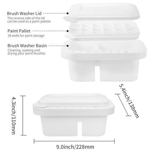 MyLifeUNIT Paint Brush Cleaner, Paint Brush Holder with Palette, White - color: White