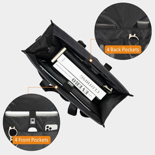 TOPDesign Utility Water Resistant Tote Bag with 22 Pockets, Zipper Closure - color: Grey, size: Medium