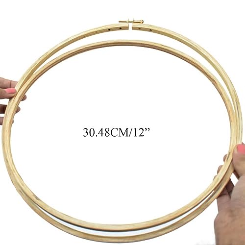 EmbroideryMaterial 12 Inch Circular Embroidery Hoop - Big Wooden Frame for Embroidery, Cross Stitch, Punch Needle & Painting | Big Embroidery Hoops for Craft Supplies & Accessories