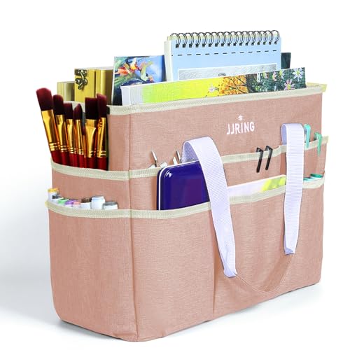JJRING Craft Organizer Tote Bag Large Art Storage Caddy Beige - color: Beige, size: Large