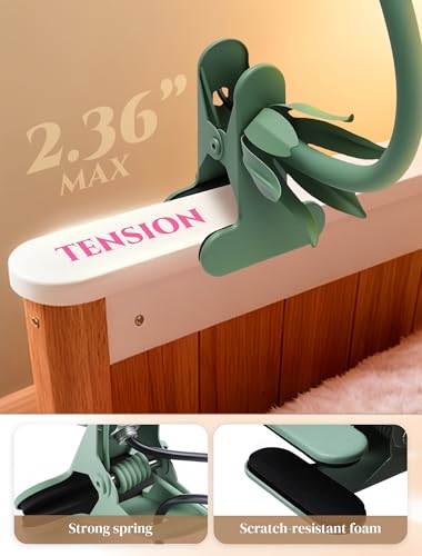Clip On Flower Lamp for Bedroom, Aesthetic Bedside Reading Light with Flexible Gooseneck, 3 Color Modes Cute Desk Lamp Decor for Dorm Room, Headboard, Nightstand and Home Office - color: Green-02)