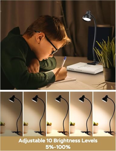 Clip on Light Reading Light for Bed 3 Color Modes Black - color: Black