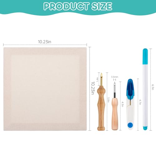 2PC 10.2''x10.2'' Punch Needle Frame,Punch Needle kit Includes 2 Wooden Frame Covered with Monks Cloth, 3.5mm and 5mm Punch Needles, a Marking Pen and Scissors for DIY Craft Decoration - style: 10.2 x 10.2 Inch 2PC