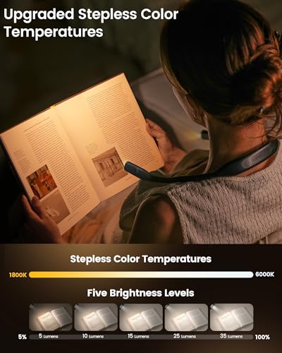 Glocusent Neck Book Light, Rechargeable Neck Lights for Crafts Reading - color: Black