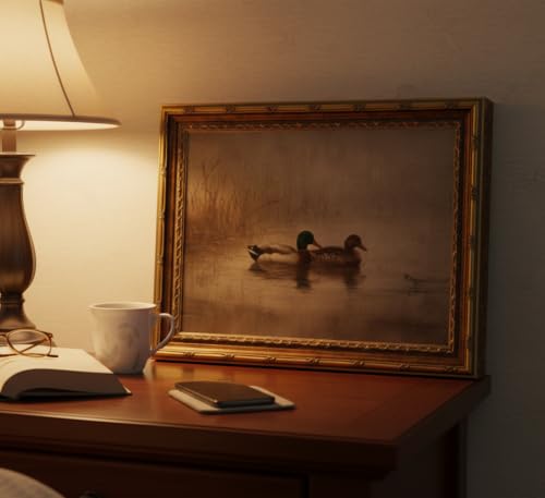 Gold Framed Vintage Mallard Duck Canvas Wall Art Farmhouse Cottage Hunting Wild Duck Painting Picture Wall Decor Poster Prints Artwork for Bedroom Office Home Decoration - color: Duck, size: 11"L x 9"W