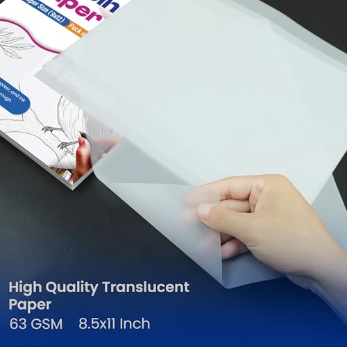 Tracing Paper 8.5x11 in, 50 Sheets, Transparent Sketch Paper 63gsm - size: 8.5" x 11" (50 Sheet)