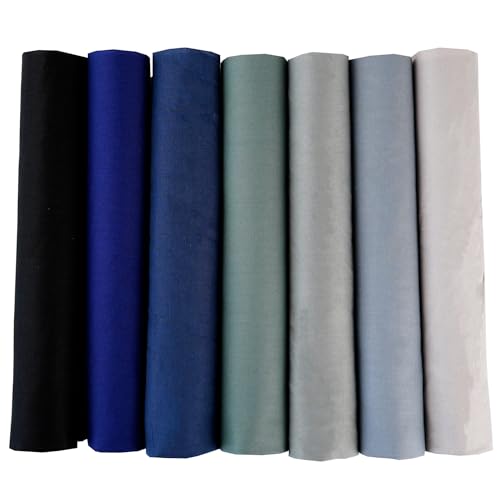7PCS Solid Color Cotton Fabric Squares 20" x 20" Fat Quarter Fabric Bundles Craft Fabric for Patchwork Sewing Quilting Crafting DIY (Navy Blue) - color: Navy Blue