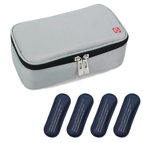 ALLCAMP Insulin Travel Cooler Case, Large Capacity, 4 Ice Packs, Light Gray - color: Light Gray