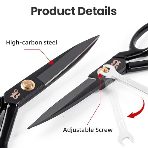 8" Heavy Duty Fabric Scissors, Black Sewing Shears - size: 8 inch