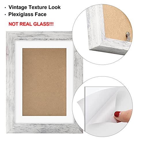TOFOREVO 5x7 Picture Frames with 4x6 Mat Set of 4, Distressed White - color: Distressed White, size: 5x7