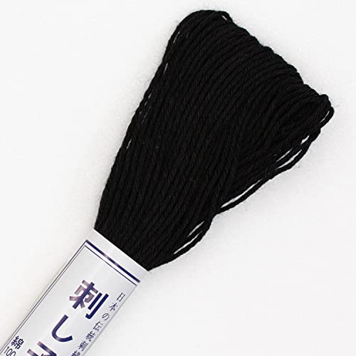 Sashiko Cotton 22yd Black - color: Black