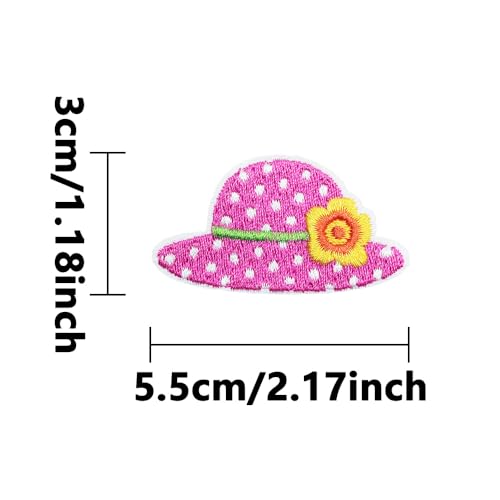 Cartoon Summer Seaside Sun Coconut Hat Embroidery Hot Melt Adhesive Clothes Bag Iron On Hand Sewing Patch (2 Hat Patch) - style: 2pcs Hat Patches