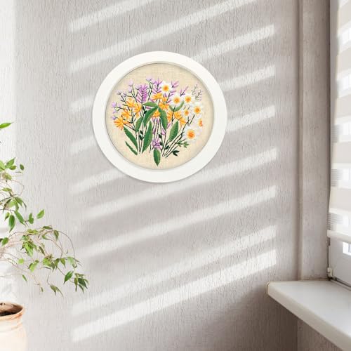 MAMUNU Embroidery Kit for Beginners Adults, Cross Stitch Kits, Stamped Cross Stitch Kits, Floral Flower Embroidery Kit with Printed Embroidery Cloth, Embroidery Hoop, Color Threads and Tools - color: Flower
