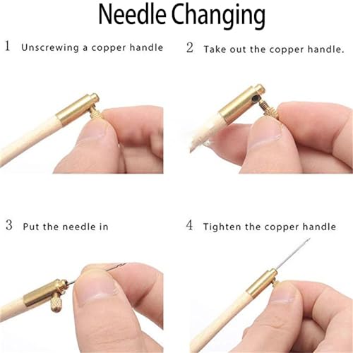 3Pcs Tambour Hooks Kit, Embroidery Crochet Hooks with 9 Needles, Wooden Handle French Tambour Hook Latch Beaded Needle for Embroidery Sequin Beading Knitting DIY Sewing
