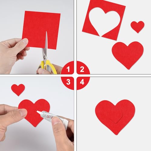 20 Pcs Red Felt Fabric Sheet 8" x 12" Assorted Color Felt Fabric Sheets for Crafts DIY Handcraft Sewing Squares Patchwork Nonwoven - color: Red