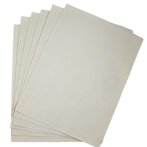 KCS 4/6 pc of 12" x 18" 30cmx45cm 16 Count Cotton Aida Cloth Cross Stitch Fabric (Cream, 6 pc) - color: Cream, size: 6 pc