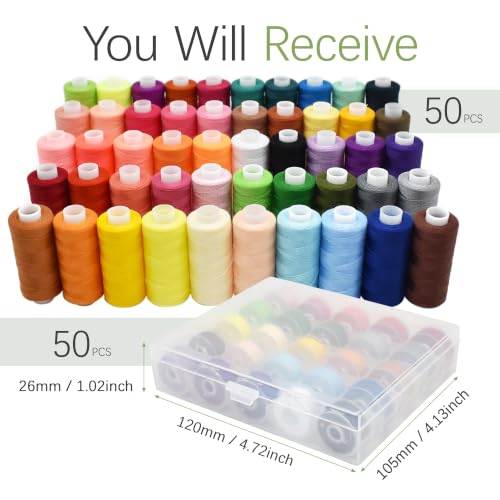100pcs Bobbin Threads Kits, 400yard Per Polyester Thread Spool Set Matching Prewound Bobbin Thread, Spool Organizers, Needles and Needle Threaders for Hand, Embroidery, Sewing Machines and DIY Crafts