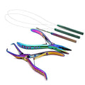 Professional Hair Extension & Beading Tool Kit Remove Plier Set for beads (4 Piece) I-Link Micro Ring Loop Needle Pulling Hook Threader Wire for Silicone Rings (Multi) - color: Multi